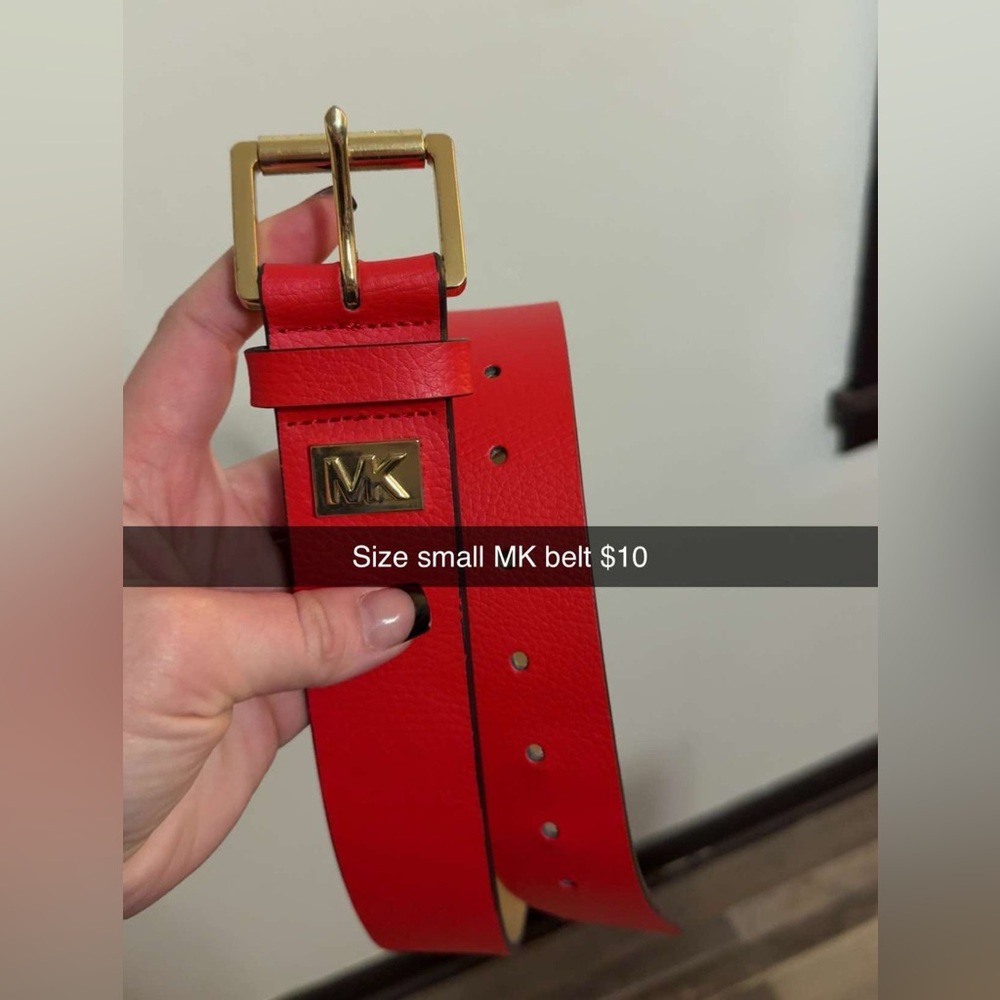 Michael Kors Red Belt with Gold Accents